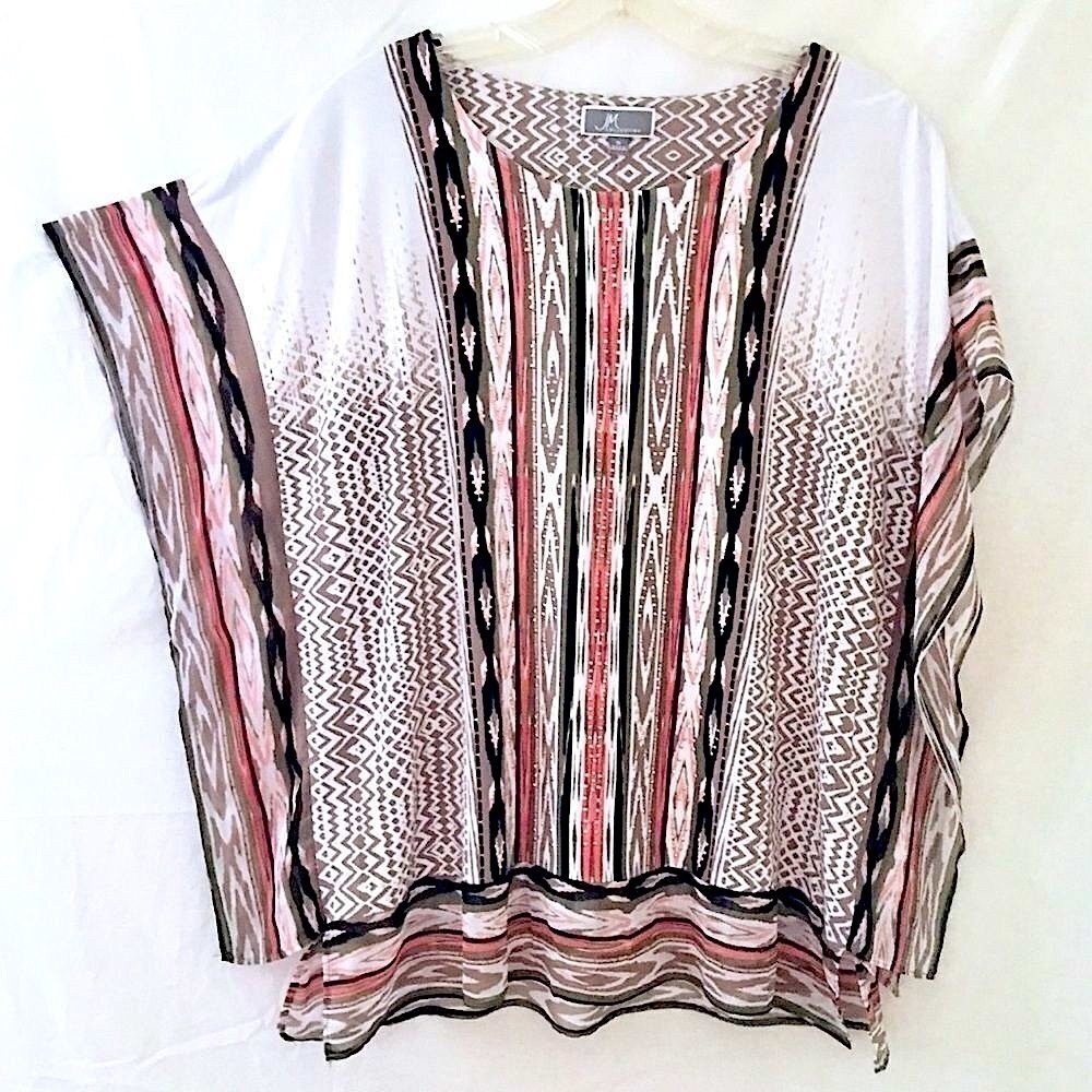 JM COLLECTION Studded Top with Tandoori Geometric Print - Picture 3 of 9